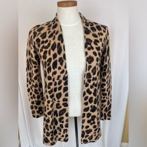 Charter Club Luxury Women's Leopard Print Cashmere Cardigan Sweater Size PM
